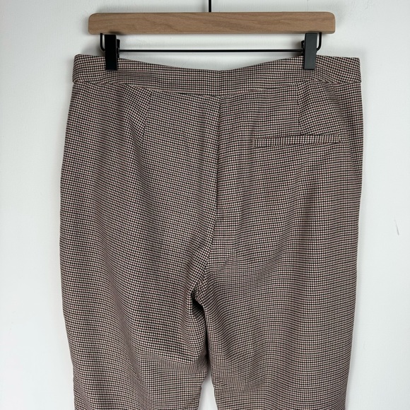 Zara Herringbone Trouser Pants Sz Large Ruffle Pockets High Rise Black White Red - Picture 12 of 15